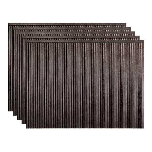 Fasade Rib 18.25 in. x 24.25 in. Vinyl Backsplash Panel in Smoked Pewter (5-Pack)