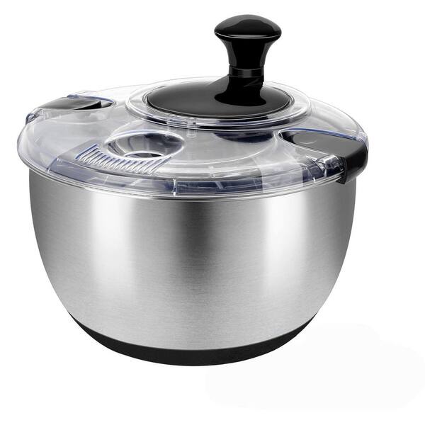 4.8 qt. Stainless Steel Salad Spinner, Vegetable Washer, BPA-Free Lettuce Dryer with Crank Design, Non-Slip Base