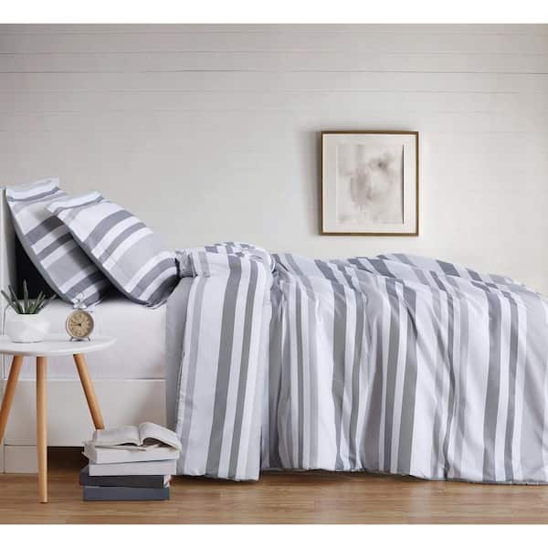 Truly Soft Curtis Stripe Twin Xl 2, Grey And White Bedding Twin Xl