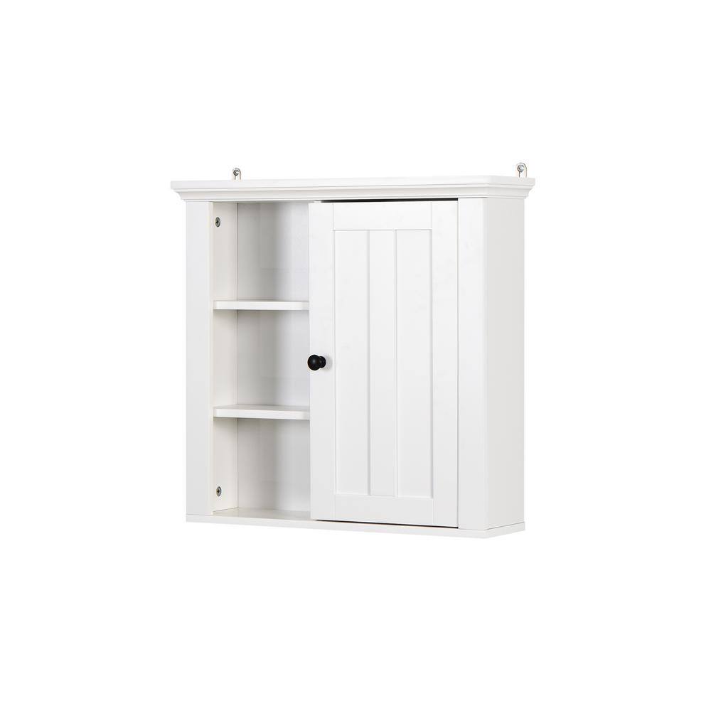 20.86 in. W x 5.71 in. D x 20 in. H White MDF Wood Bathroom Wooden Wall Sto