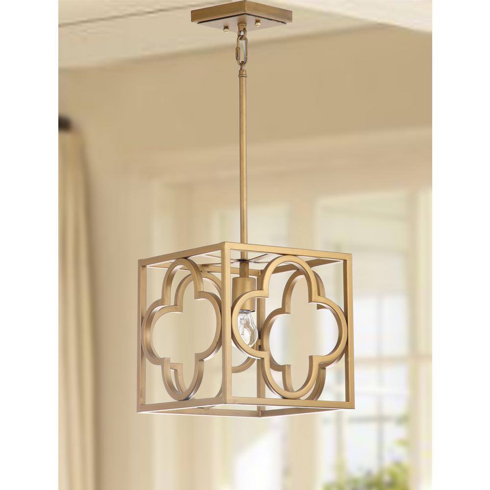 Contemporary Gold Metal Trellis Pendant Light