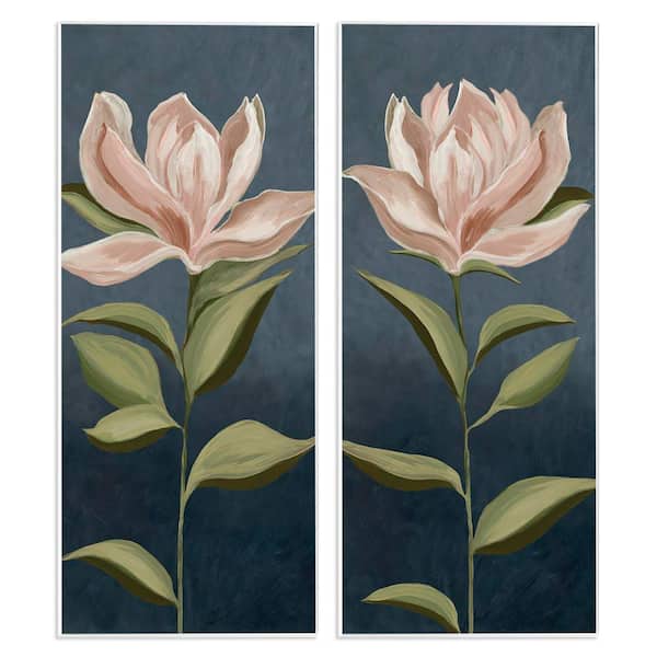 Stupell Industries Pink Petaled Blooms by Jacob Q 2 Pieces Unframed Nature Graphic Art Print 17 in. x 7 in.