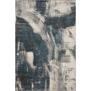 Spirit Indigo/Ivory 1 ft. 6 in. x 1 ft. 6 in. Sample Abstract Contemporary Area Rug