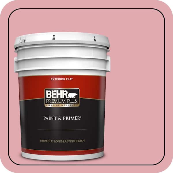 BEHR PREMIUM PLUS 5 gal. #130C-3 Raspberry Lemonade Flat Exterior Paint & Primer