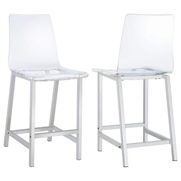 Juelia Clear and Chrome Acrylic Metal Counter Stools Set of 2