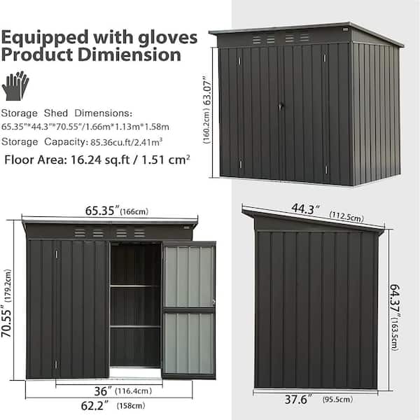 Siavonce 5.45 ft. x 3.69 ft. Metal Tool Storage Shed Outdoor