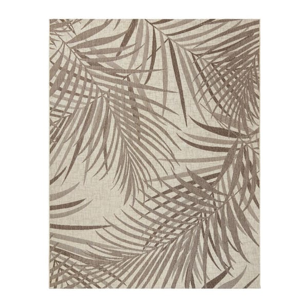 Paseo Paume Sand/Havana 8 ft. x 10 ft. Floral Indoor/Outdoor Area Rug