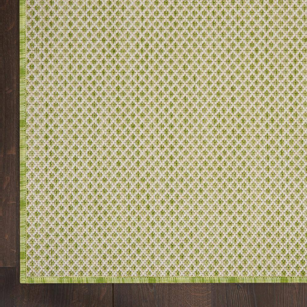Courtyard Charm Ivory Green Geometric 8' x 10' Easy-Care Rug