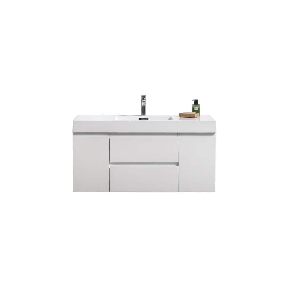 Fortune 48 in. W Bath Vanity in High Gloss White with Reinforced Acrylic Va
