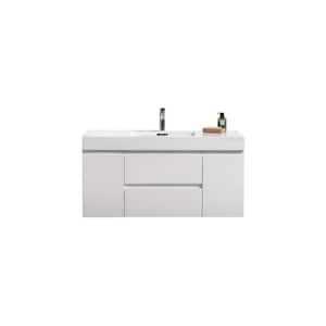Fortune 48 in. W Bath Vanity in High Gloss White with Reinforced Acrylic Vanity Top in White with White Basin
