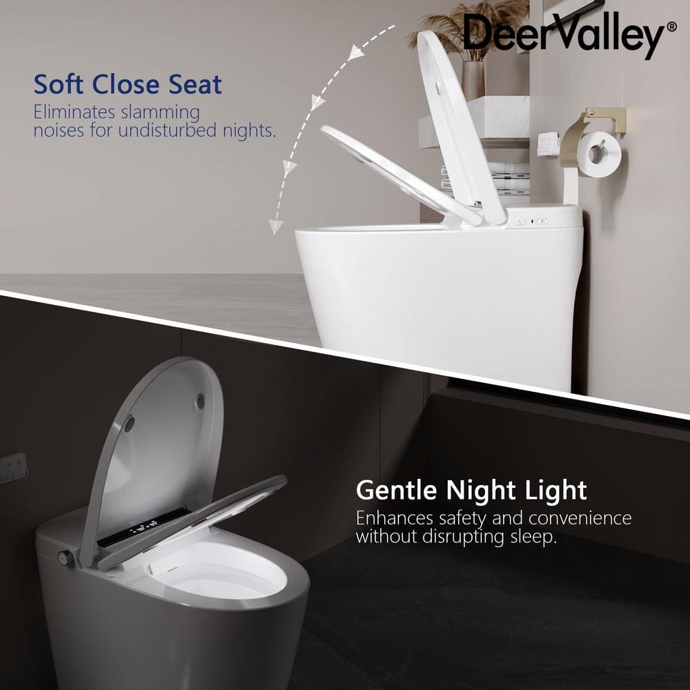 White Elongated Smart Toilet with Heated Seat and Dryer