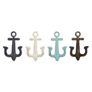 Multi Colored Single Hanger Anchor Wall Hook (Set of 4)