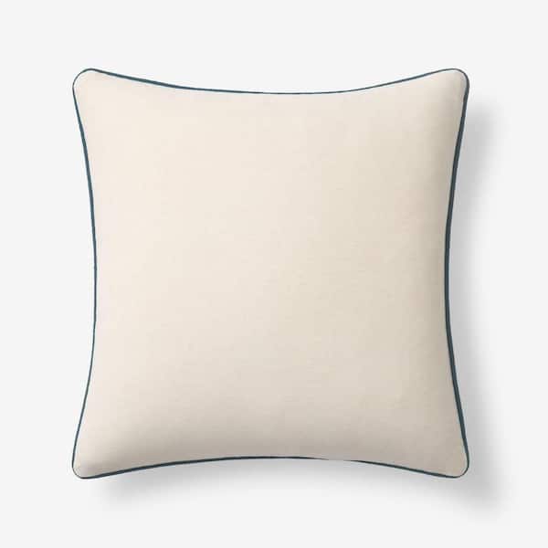 Company Cotton Multicolor Contrast Piping Teal 20 in. x 20 in. Throw Pillow Cover
