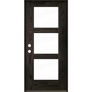 BRIGHTON Modern 36 in. x 80 in. 3-Lite Right-Hand/Inswing Clear Glass Baby Grand Stain Fiberglass Prehung Front Door