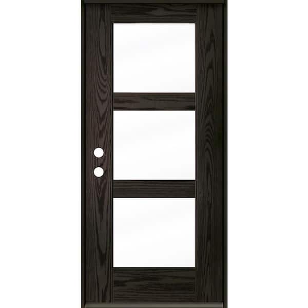 Krosswood Doors BRIGHTON Modern 36 in. x 80 in. 3-Lite Right-Hand/Inswing Clear Glass Baby Grand Stain Fiberglass Prehung Front Door