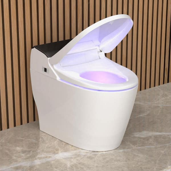 Stylement Tankless Smart Bidet Toilet Elongated in White, UV LED, Auto Flush, Heated Seat, Made in Korea