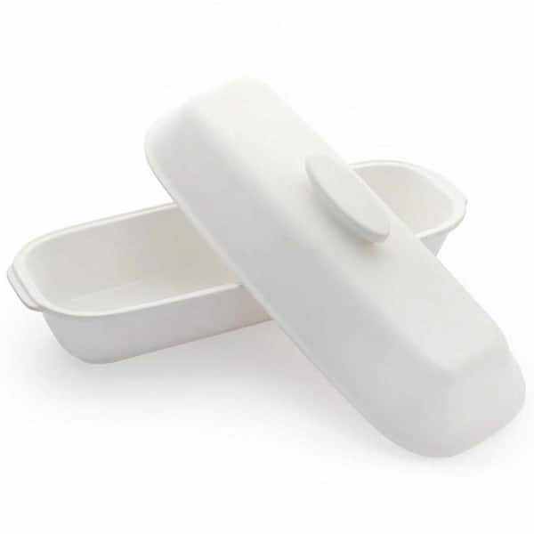 Unglazed Stoneware Square Bread Loaf Pan with Lid Ceramic Bakeware Oven Safe Professional Crusty Bread Baker
