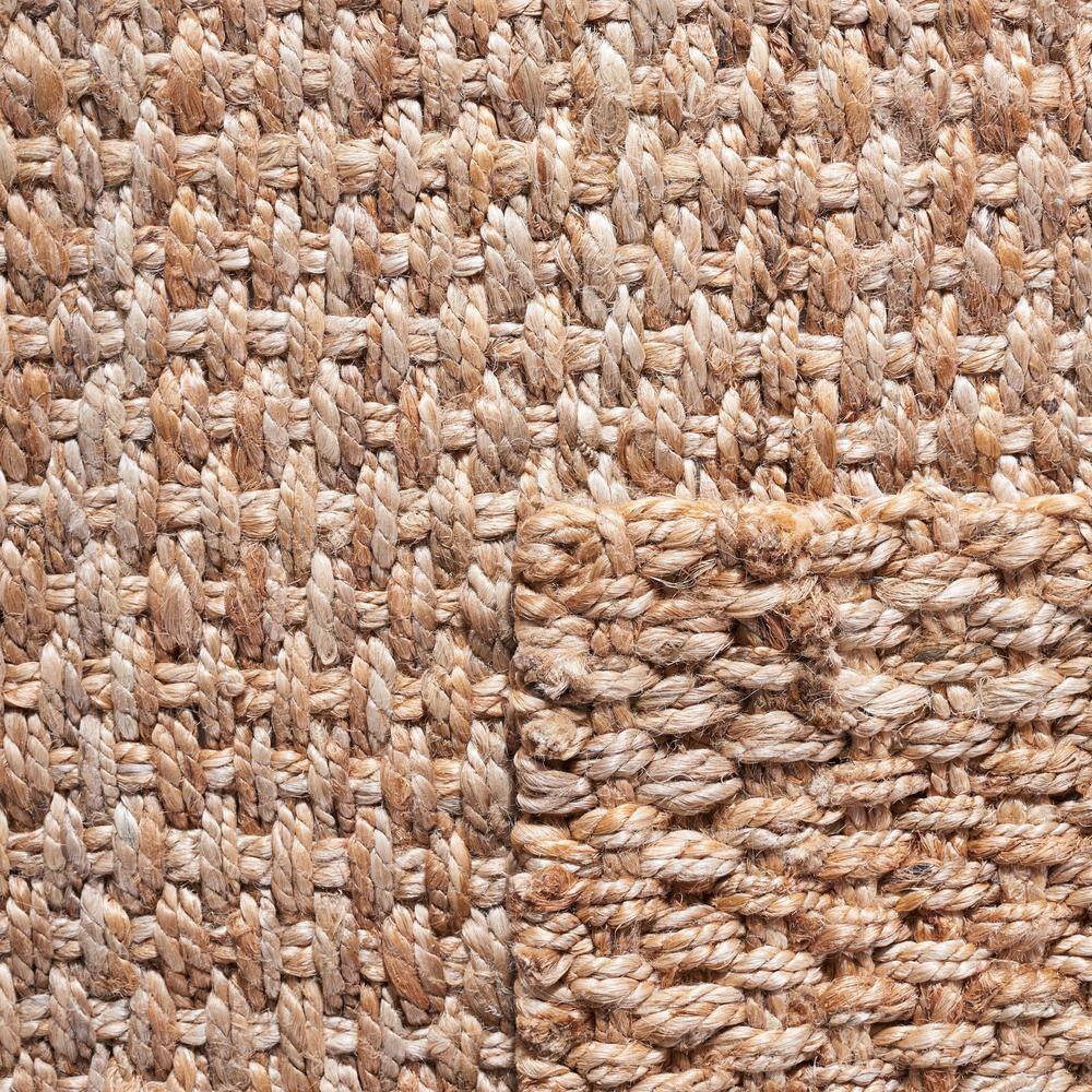 Hand-Knotted Geometric Square Wool Area Rug - 6' Natural