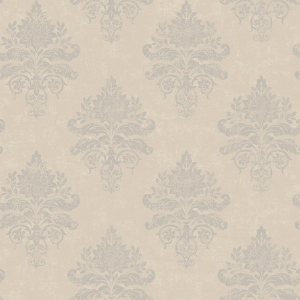 Unbranded Palazzo 2 Collection Beige Medallion Damask Vinyl on Non-Woven Non-Pasted Wallpaper Sample