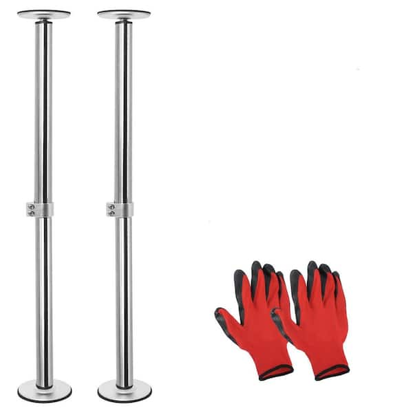 2-Piece Bath Accessory Set in Silver, Adjustable Stainless Steel Undermount Sink Support Legs with Work Gloves