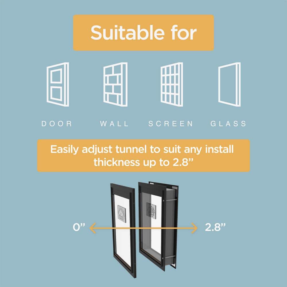 Large Black Aluminum Pet Door with Magnetic Lock