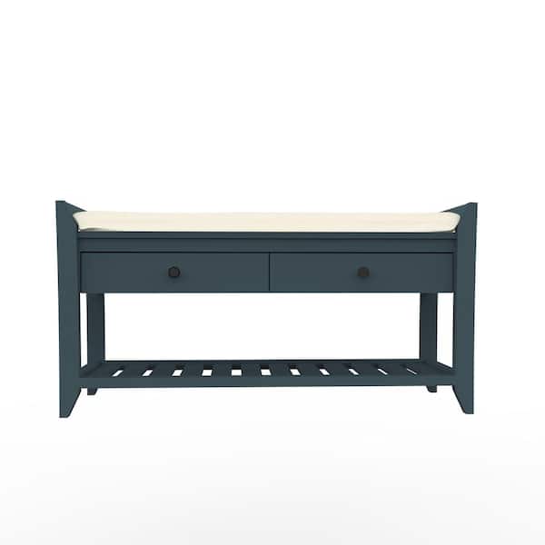 wetiny 19.8 in. H x 14 in. W x 39 in. D 5-Pair Shoe Rack with Cushioned Seat and Drawers Shoe Storage Bench