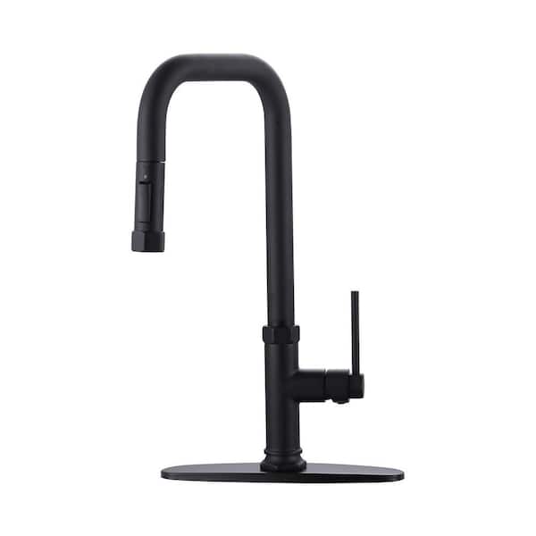 Single Handle Pull Down Sprayer Kitchen Faucet with Pull Out Spray Wand in Matte Black