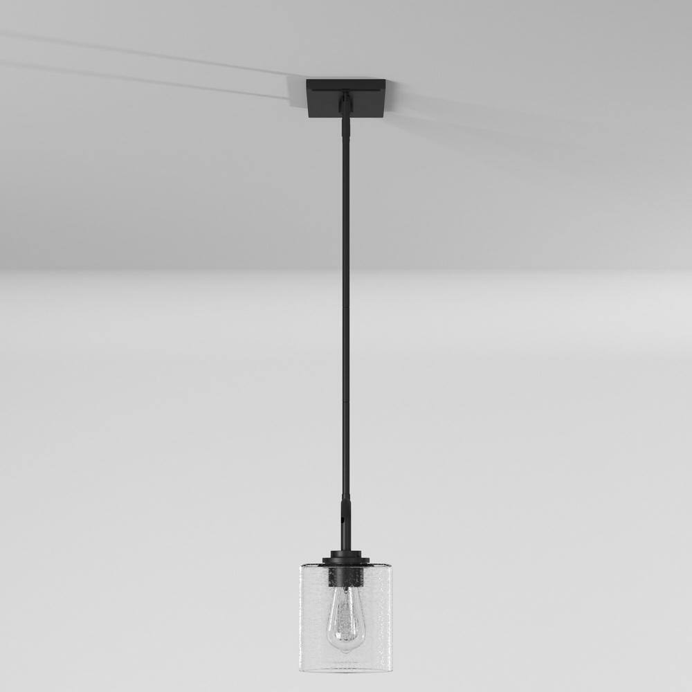 Logan Matte Black 3-Light Island Pendant with Clear Seedy Glass