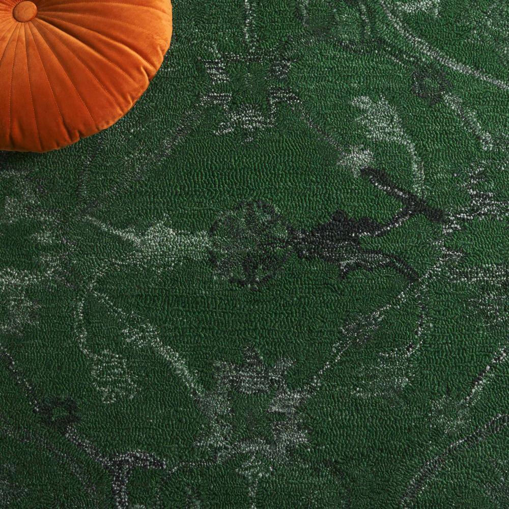 Hand Tufted Dark Green Wool and Synthetic 8' x 10' Area Rug