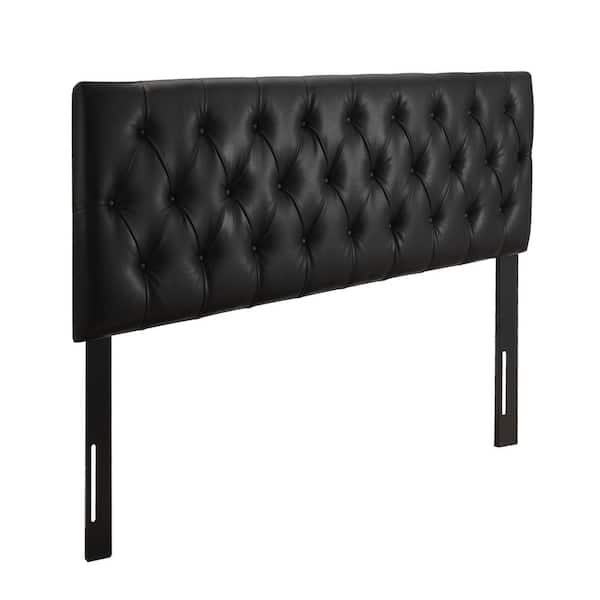 DEVON & CLAIRE 63 in. W Black Queen / Full Camila Bonded Leather Headboard
