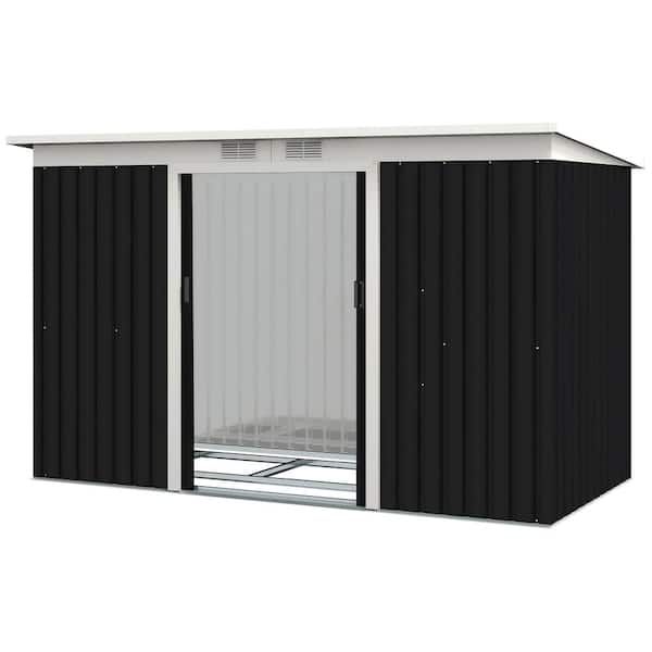 9 ft. W x 4 ft. D Gray Metal Garden Shed for Outdoor Use (36 sq. ft. )