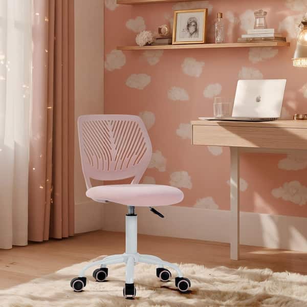 Carnation Fabric Adjustable Height Ergonomic Office Chair in Blush Pink with Breathable Back Swivel Study Computer Chair