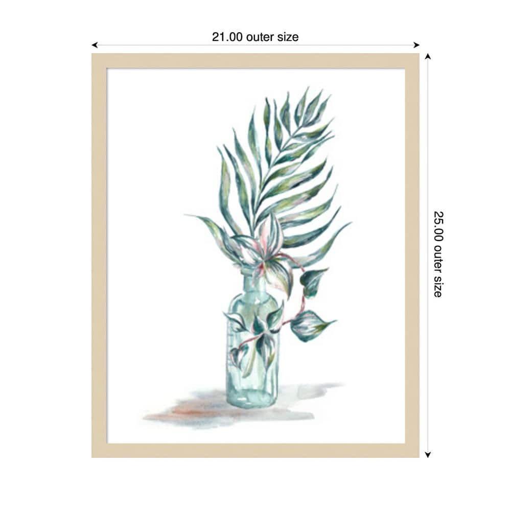 Island Tropics Frond in Bottle I Natural Wood Framed Wall Art
