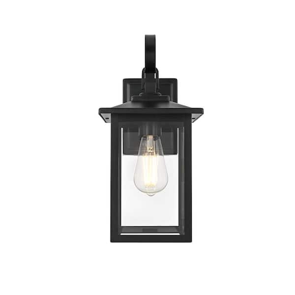 15 in. Black Outdoor Hardwired Wall Sconce with No Bulbs Included