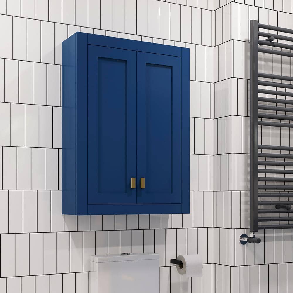 Madison 33" Blue Solid Hardwood Medicine Cabinet with Chrome Hardware