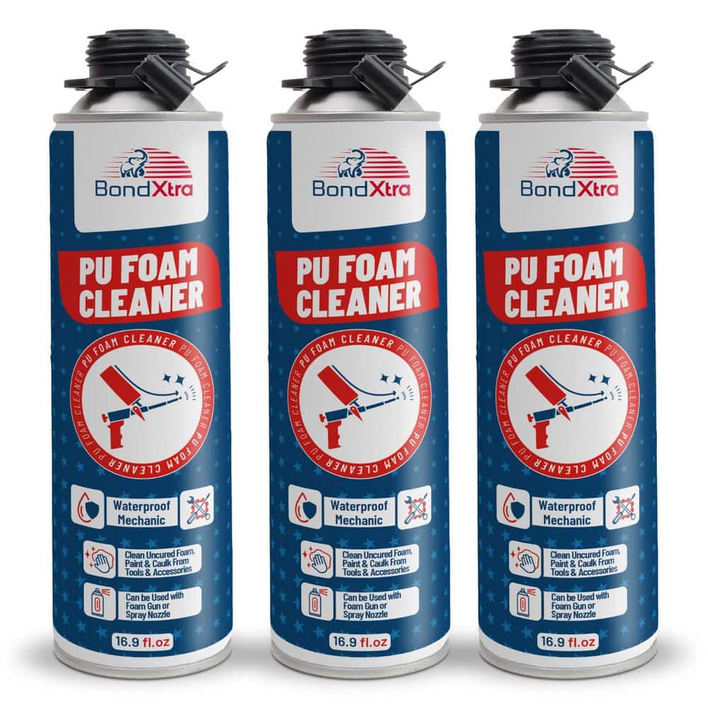 BondXtra BX410 Foam Gun Cleaner 16.9 oz.-Ideal for Cleaning PU Insulation  Spray Foam Dispensing Guns and Applicators (3-Pack) BX_FmCln_3pk - The Home  Depot, image size:1000x1000