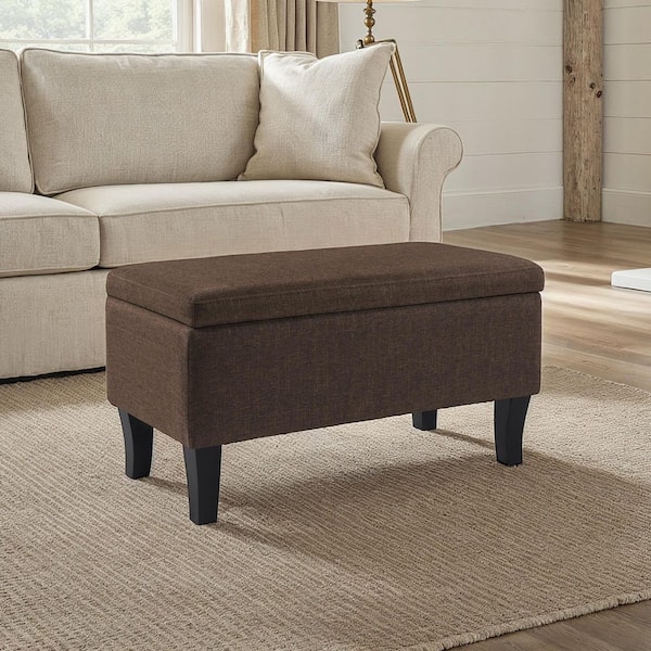 Designs4Comfort Winslow Medium Brown Fabric Storage Ottoman Bench