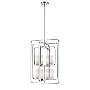Aideen 8-Light Chrome IShaded Pendant with Matte Opal Glass Shade with No Bulb Included
