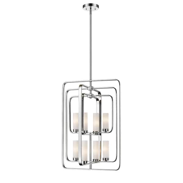 Unbranded Aideen 8-Light Chrome IShaded Pendant with Matte Opal Glass Shade with No Bulb Included