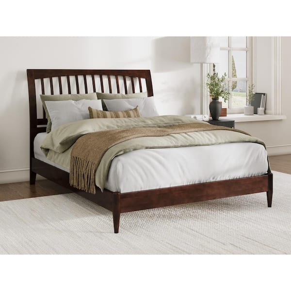 AFI Orleans Walnut Brown Solid Wood Frame Queen Low Profile Sleigh ...