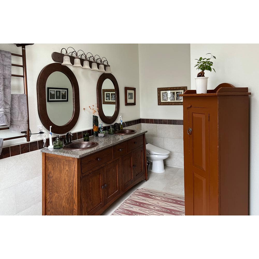 18" Oval Hammered Copper Bathroom Sink with Oil Rubbed Bronze Finish