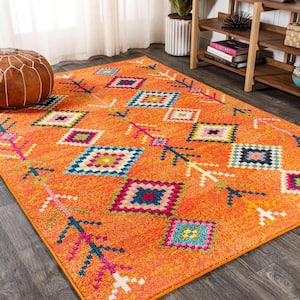 Tribal Love Orange/Multi 8 ft. x 10 ft. Geometric Area Rug