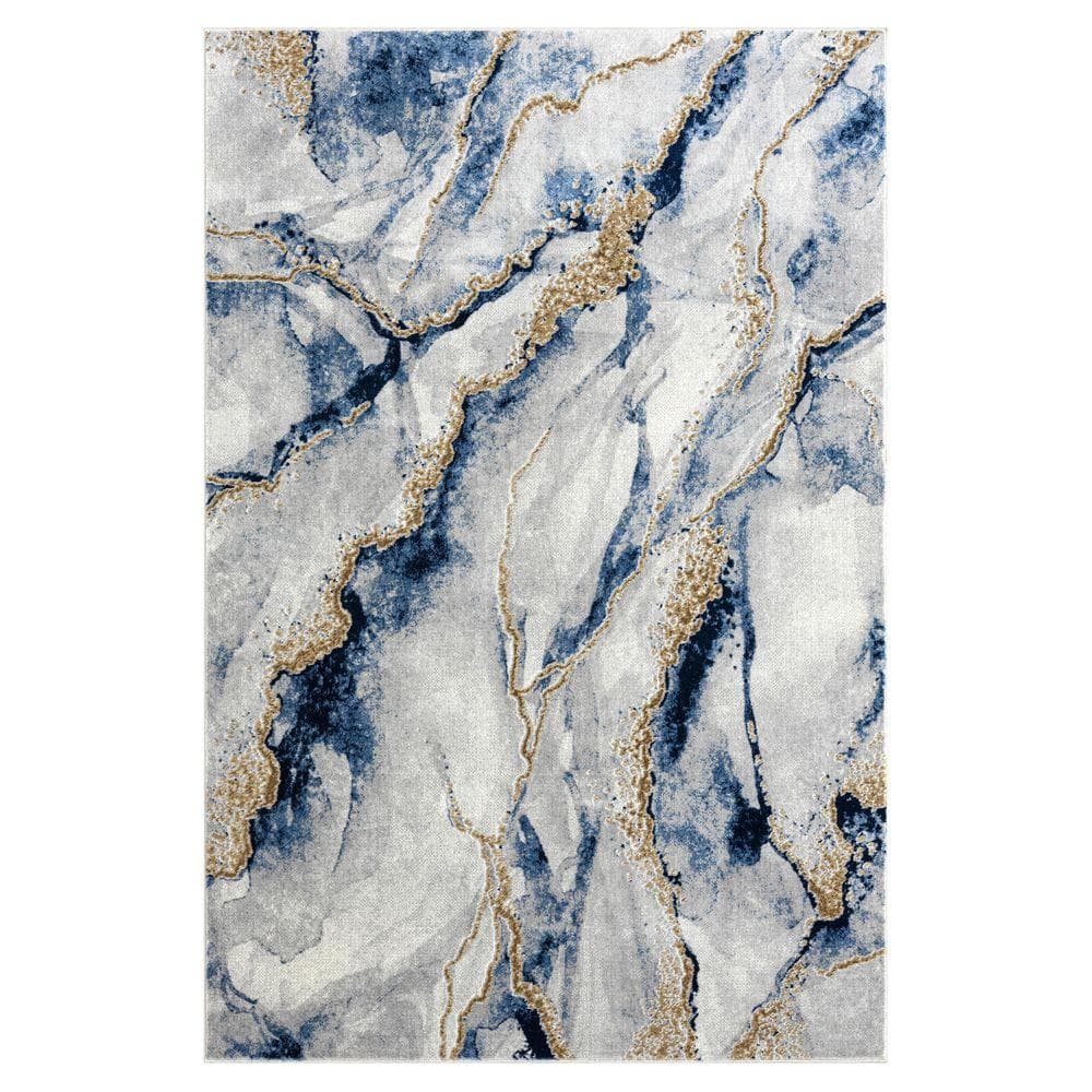 Abani Luna Grey 7 ft. 9 in. x 10 ft. 2 in. Abstract Polypropylene Area ...
