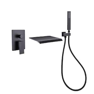 1-Handle 1-Spray Tub and Shower Faucet with Hand Shower in Matt Black (Valve Included)