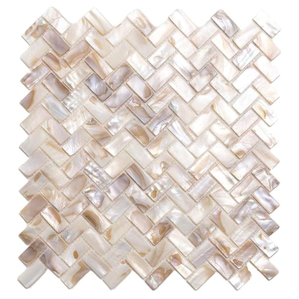 Concha 4 in. x 5 in. Polished White, Beige Natural Seashell Mosaic Wall (0.13 sq. ft./case) Sample