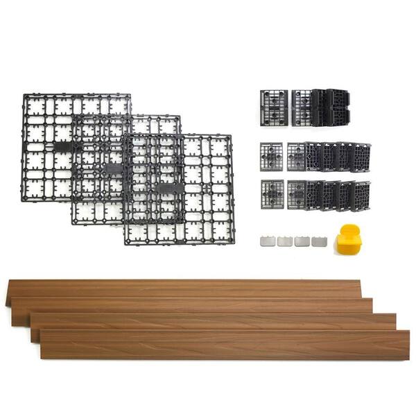 NewTechWood - 4.32 sq. ft. Deck-A-Floor Premium Modular Composite Outdoor Flooring System Kit in Peruvian Teak