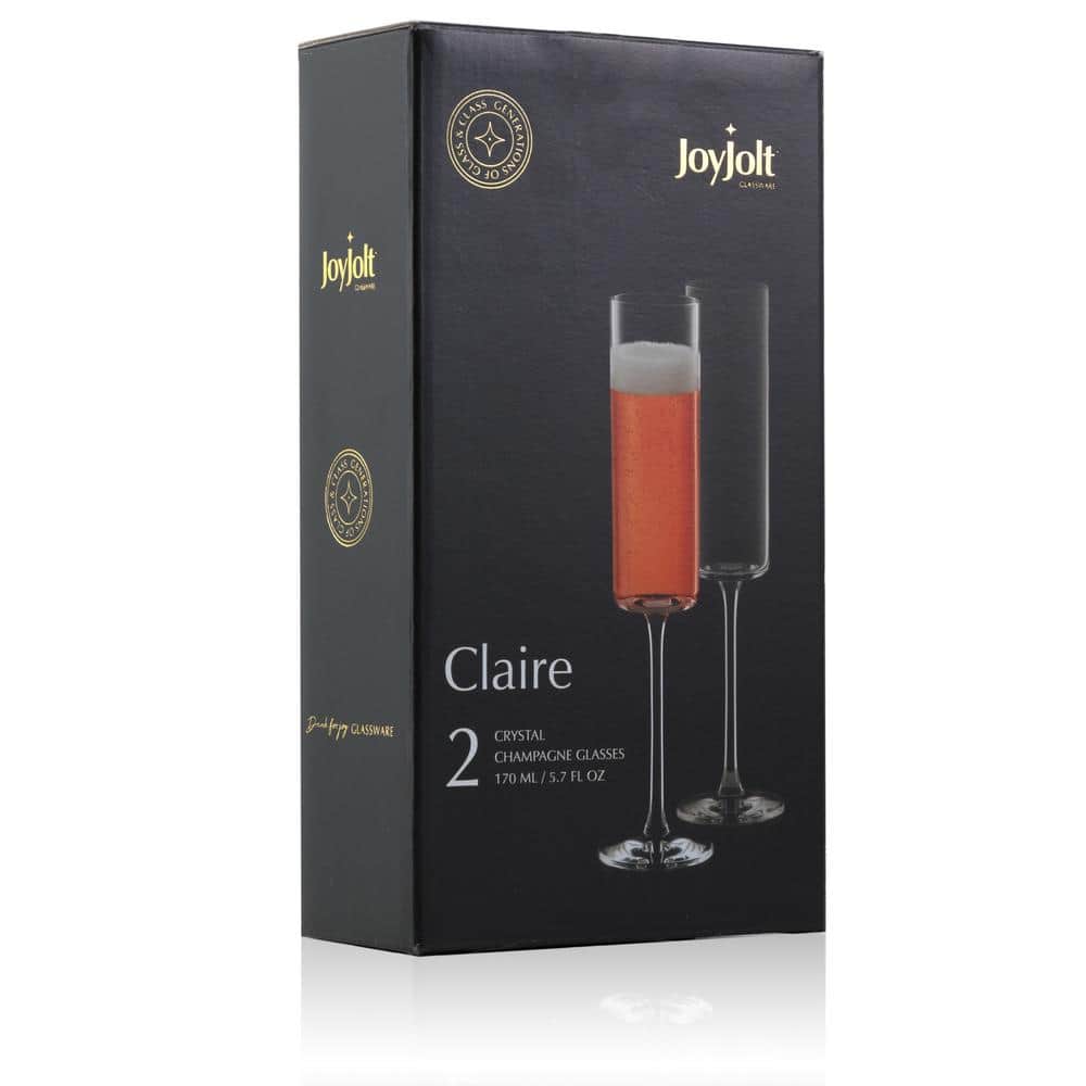 Claire 5.7 oz Clear Crystal Champagne Flutes Set of 4