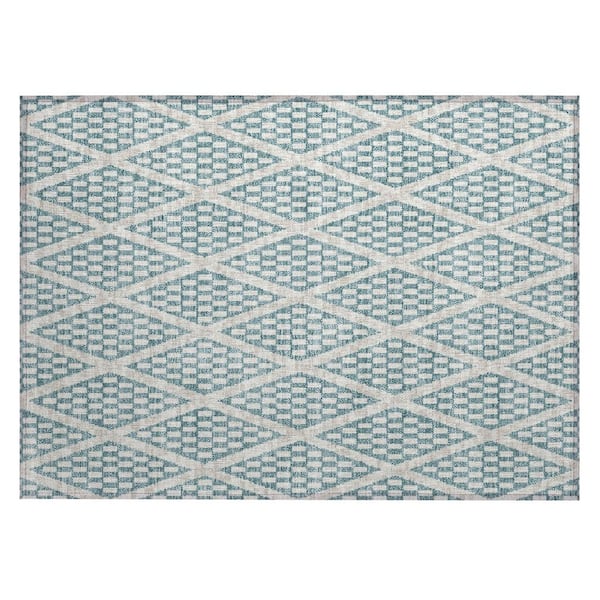 Chantille Machine Washable Indoor/Outdoor Abstract ACN3043 Teal 2 ft. x 3 ft. Accent Rug