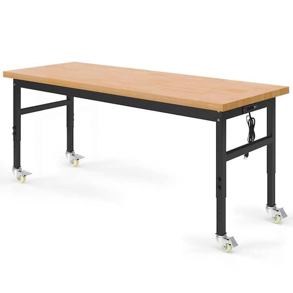 60 in. Heavy-Duty Work Bench 2000 lb. Load Capacity with Power Outlets and Wheels, Outdoor Storage Bench, 245.6 gal.