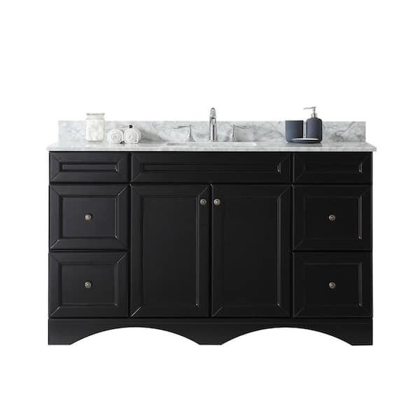 Virtu USA Talisa 60 in. W Bath Vanity in Espresso with Marble Vanity Top in White with Square Basin